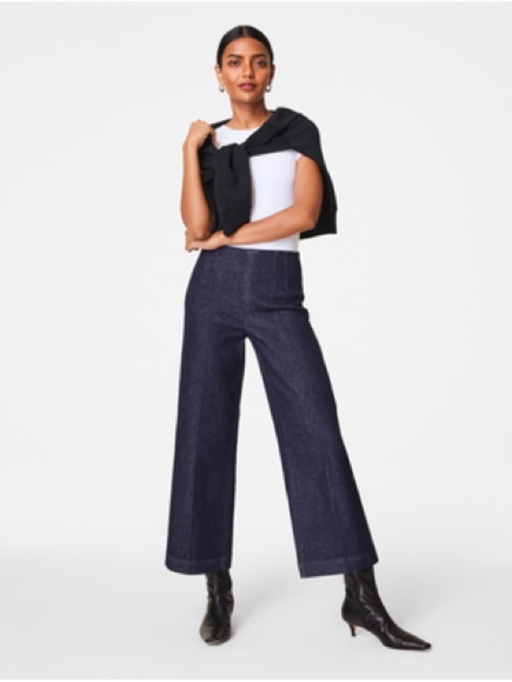 SPANXshape™ EveryWear Zero Waistband Cropped Wide Leg: Raw Indigo NWOT